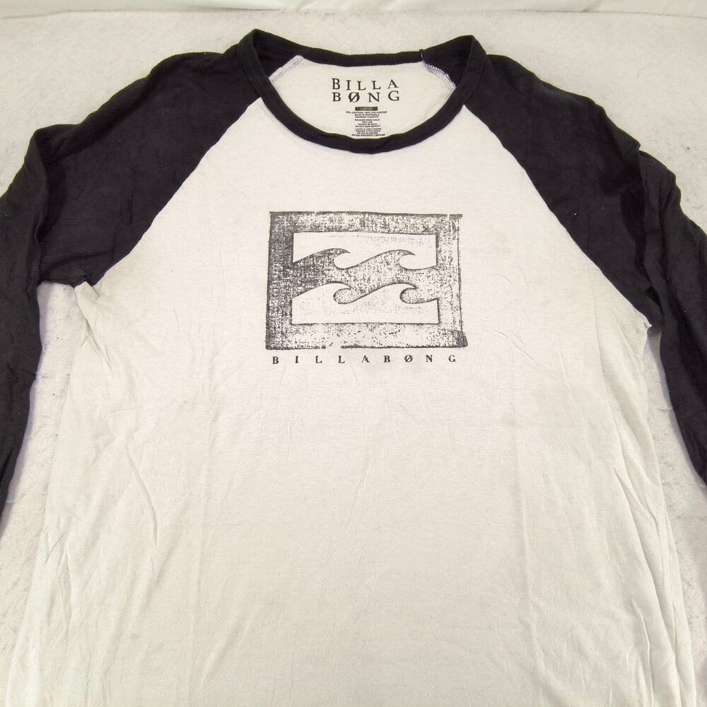 Billabong Casual Crew Neck Long Sleeve Graphic T Shirt Mens Size Large L White
